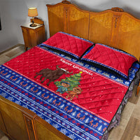 Cambodia Christmas Quilt Bed Set with Buffalo Children Holiday Tree Snowflakes and Khmer Pattern Design - Wonder Print Shop