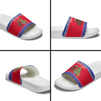 Cambodia Christmas Slide Sandals with Buffalo Children Holiday Tree Snowflakes and Khmer Pattern Design - Wonder Print Shop