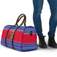 Cambodia Christmas Travel Bag with Buffalo Children Holiday Tree Snowflakes and Khmer Pattern Design - Wonder Print Shop