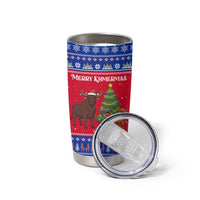 Cambodia Christmas Tumbler Cup with Buffalo Children Holiday Tree Snowflakes and Khmer Pattern Design - Wonder Print Shop