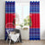 Cambodia Christmas Window Curtain with Buffalo Children Holiday Tree Snowflakes and Khmer Pattern Design - Wonder Print Shop