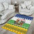 Central African Republic Christmas Area Rug with Santa and Safari Animals Baobab Trees Snowflakes and Tribal Pattern - Wonder Print Shop