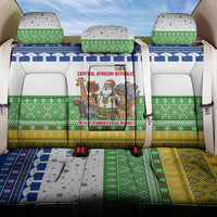 Central African Republic Christmas Back Car Seat Cover with Santa and Safari Animals Baobab Trees Snowflakes and Tribal Pattern - Wonder Print Shop