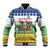Central African Republic Christmas Baseball Jacket with Santa and Safari Animals Baobab Trees Snowflakes and Tribal Pattern - Wonder Print Shop