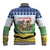Central African Republic Christmas Baseball Jacket with Santa and Safari Animals Baobab Trees Snowflakes and Tribal Pattern - Wonder Print Shop