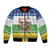 Central African Republic Christmas Bomber Jacket with Santa and Safari Animals Baobab Trees Snowflakes and Tribal Pattern - Wonder Print Shop