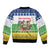 Central African Republic Christmas Bomber Jacket with Santa and Safari Animals Baobab Trees Snowflakes and Tribal Pattern - Wonder Print Shop