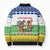 Central African Republic Christmas Bomber Puffer Jacket with Santa and Safari Animals Baobab Trees Snowflakes and Tribal Pattern - Wonder Print Shop