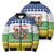 Central African Republic Christmas Bomber Puffer Jacket with Santa and Safari Animals Baobab Trees Snowflakes and Tribal Pattern - Wonder Print Shop