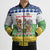 Central African Republic Christmas Bomber Puffer Jacket with Santa and Safari Animals Baobab Trees Snowflakes and Tribal Pattern - Wonder Print Shop