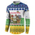 Central African Republic Christmas Button Sweatshirt with Santa and Safari Animals Baobab Trees Snowflakes and Tribal Pattern - Wonder Print Shop