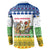 Central African Republic Christmas Button Sweatshirt with Santa and Safari Animals Baobab Trees Snowflakes and Tribal Pattern - Wonder Print Shop