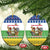 Central African Republic Christmas Ceramic Ornament with Santa and Safari Animals Baobab Trees Snowflakes and Tribal Pattern - Wonder Print Shop