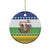 Central African Republic Christmas Ceramic Ornament with Santa and Safari Animals Baobab Trees Snowflakes and Tribal Pattern - Wonder Print Shop