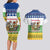 Central African Republic Christmas Couples Matching Long Sleeve Bodycon Dress and Hawaiian Shirt with Santa and Safari Animals Baobab Trees Snowflakes and Tribal Pattern - Wonder Print Shop