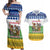 Central African Republic Christmas Couples Matching Off Shoulder Maxi Dress and Hawaiian Shirt with Santa and Safari Animals Baobab Trees Snowflakes and Tribal Pattern - Wonder Print Shop