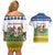 Central African Republic Christmas Couples Matching Off Shoulder Short Dress and Hawaiian Shirt with Santa and Safari Animals Baobab Trees Snowflakes and Tribal Pattern - Wonder Print Shop