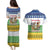 Central African Republic Christmas Couples Matching Puletasi and Hawaiian Shirt with Santa and Safari Animals Baobab Trees Snowflakes and Tribal Pattern - Wonder Print Shop
