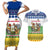 Central African Republic Christmas Couples Matching Short Sleeve Bodycon Dress and Hawaiian Shirt with Santa and Safari Animals Baobab Trees Snowflakes and Tribal Pattern - Wonder Print Shop