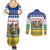 Central African Republic Christmas Couples Matching Summer Maxi Dress and Long Sleeve Button Shirt with Santa and Safari Animals Baobab Trees Snowflakes and Tribal Pattern - Wonder Print Shop