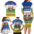 Central African Republic Christmas Family Matching Long Sleeve Bodycon Dress and Hawaiian Shirt with Santa and Safari Animals Baobab Trees Snowflakes and Tribal Pattern - Wonder Print Shop