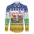 Central African Republic Christmas Family Matching Off The Shoulder Long Sleeve Dress and Hawaiian Shirt with Santa and Safari Animals Baobab Trees Snowflakes and Tribal Pattern - Wonder Print Shop