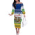 Central African Republic Christmas Family Matching Off The Shoulder Long Sleeve Dress and Hawaiian Shirt with Santa and Safari Animals Baobab Trees Snowflakes and Tribal Pattern - Wonder Print Shop