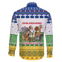 Central African Republic Christmas Family Matching Off Shoulder Maxi Dress and Hawaiian Shirt with Santa and Safari Animals Baobab Trees Snowflakes and Tribal Pattern - Wonder Print Shop