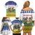 Central African Republic Christmas Family Matching Off Shoulder Short Dress and Hawaiian Shirt with Santa and Safari Animals Baobab Trees Snowflakes and Tribal Pattern - Wonder Print Shop