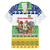 Central African Republic Christmas Family Matching Puletasi and Hawaiian Shirt with Santa and Safari Animals Baobab Trees Snowflakes and Tribal Pattern - Wonder Print Shop