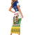 Central African Republic Christmas Family Matching Short Sleeve Bodycon Dress and Hawaiian Shirt with Santa and Safari Animals Baobab Trees Snowflakes and Tribal Pattern - Wonder Print Shop