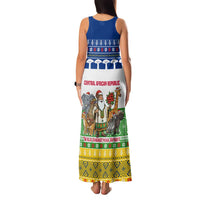 Central African Republic Christmas Family Matching Tank Maxi Dress and Hawaiian Shirt with Santa and Safari Animals Baobab Trees Snowflakes and Tribal Pattern - Wonder Print Shop