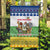Central African Republic Christmas Garden Flag with Santa and Safari Animals Baobab Trees Snowflakes and Tribal Pattern - Wonder Print Shop