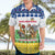 Central African Republic Christmas Hawaiian Shirt with Santa and Safari Animals Baobab Trees Snowflakes and Tribal Pattern - Wonder Print Shop