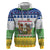 Central African Republic Christmas Hoodie with Santa and Safari Animals Baobab Trees Snowflakes and Tribal Pattern - Wonder Print Shop