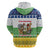 Central African Republic Christmas Hoodie with Santa and Safari Animals Baobab Trees Snowflakes and Tribal Pattern - Wonder Print Shop