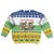 Central African Republic Christmas Kid Ugly Christmas Sweater with Santa and Safari Animals Baobab Trees Snowflakes and Tribal Pattern - Wonder Print Shop
