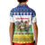 Central African Republic Christmas Kid Polo Shirt with Santa and Safari Animals Baobab Trees Snowflakes and Tribal Pattern - Wonder Print Shop