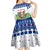 Central African Republic Christmas Kid Short Sleeve Dress with Santa and Safari Animals Baobab Trees Snowflakes and Tribal Pattern - Wonder Print Shop