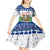 Central African Republic Christmas Kid Short Sleeve Dress with Santa and Safari Animals Baobab Trees Snowflakes and Tribal Pattern - Wonder Print Shop
