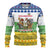 Central African Republic Christmas Ugly Christmas Sweater with Santa and Safari Animals Baobab Trees Snowflakes and Tribal Pattern - Wonder Print Shop
