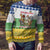 Central African Republic Christmas Ugly Christmas Sweater with Santa and Safari Animals Baobab Trees Snowflakes and Tribal Pattern - Wonder Print Shop