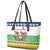Central African Republic Christmas Leather Tote Bag with Santa and Safari Animals Baobab Trees Snowflakes and Tribal Pattern - Wonder Print Shop