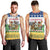 Central African Republic Christmas Men Tank Top with Santa and Safari Animals Baobab Trees Snowflakes and Tribal Pattern - Wonder Print Shop