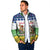 Central African Republic Christmas Padded Jacket with Santa and Safari Animals Baobab Trees Snowflakes and Tribal Pattern - Wonder Print Shop