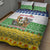 Central African Republic Christmas Quilt Bed Set with Santa and Safari Animals Baobab Trees Snowflakes and Tribal Pattern - Wonder Print Shop
