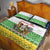 Central African Republic Christmas Quilt Bed Set with Santa and Safari Animals Baobab Trees Snowflakes and Tribal Pattern - Wonder Print Shop