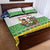 Central African Republic Christmas Quilt Bed Set with Santa and Safari Animals Baobab Trees Snowflakes and Tribal Pattern - Wonder Print Shop