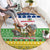 Central African Republic Christmas Round Carpet with Santa and Safari Animals Baobab Trees Snowflakes and Tribal Pattern - Wonder Print Shop