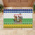 Central African Republic Christmas Rubber Doormat with Santa and Safari Animals Baobab Trees Snowflakes and Tribal Pattern - Wonder Print Shop